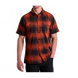 Kuhl Men's Red/Orange and Black Plaid Button Down Shirt.